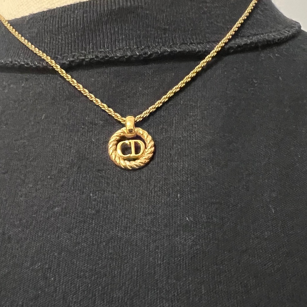 Christian Dior Gold Toned Charm With Christian Dior Necklace